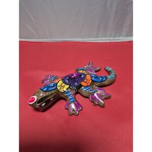 💥 Talavera Mexican Art Pottery Ceramic Iguana Lizard Gecko 5 3/4” A3